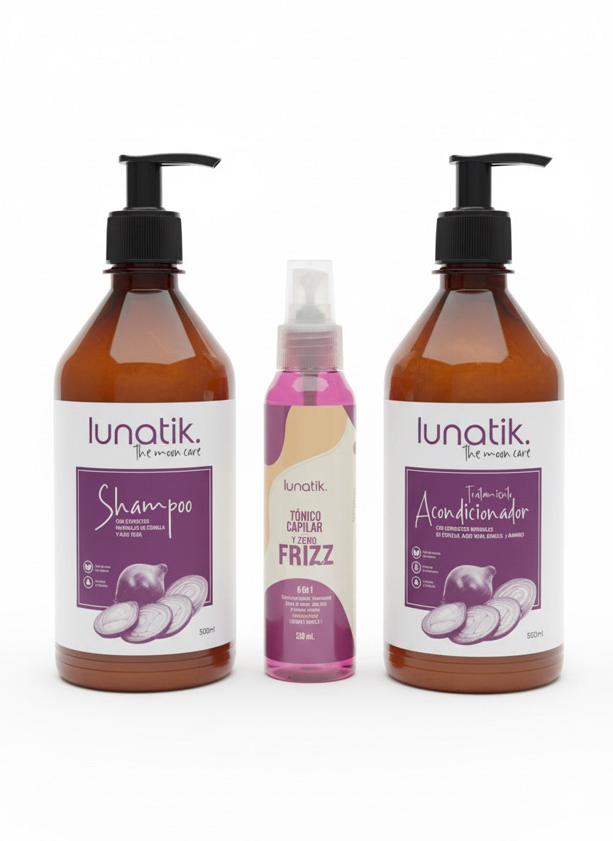 Kit Capilar De Cebolla. (tratamiento + Shampoo + Tónico)
